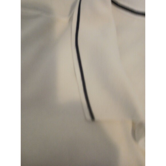 Jones New York Signature Women 2x White Polo/ Navy Trim Short Sleeve Cotton Top - Picture 6 of 14